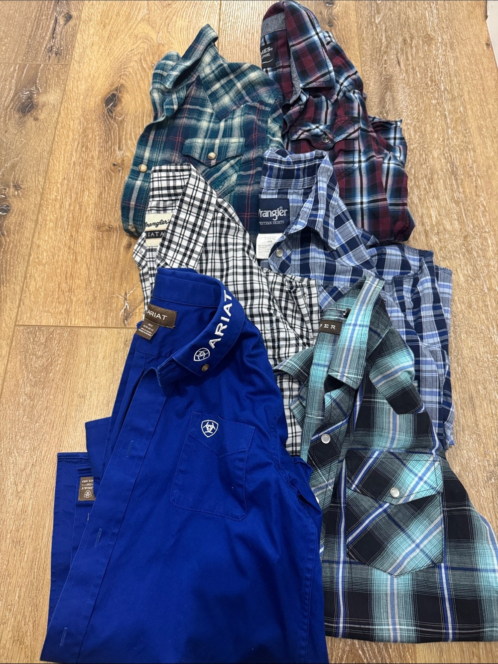 Ariat Boys western button up shirt lot of 6 Ariat Roper Wrangler Cody James